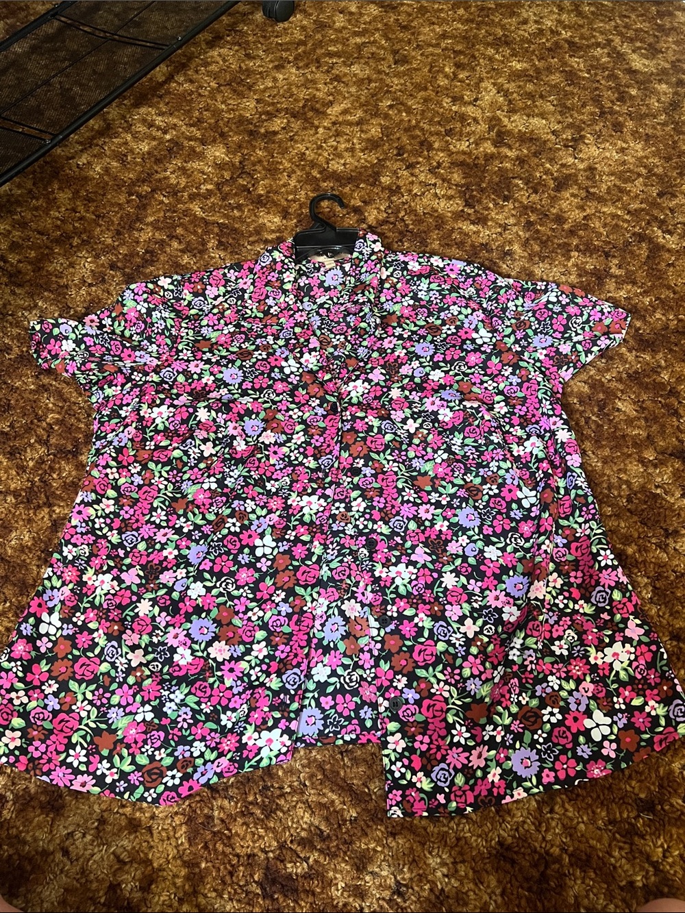 Floral Button-Up floral top- Pink Multi